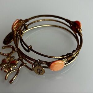 Alex and Ani Gold and Orange Charm Bracelets